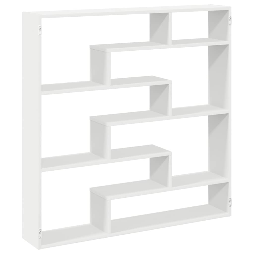 Wall Cube Shelf 7 Compartments White Engineered Wood