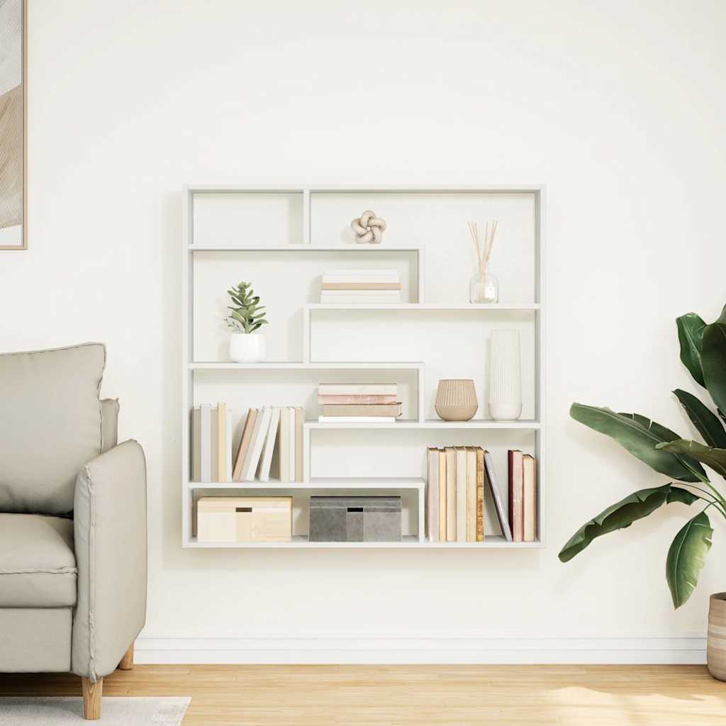 Wall Cube Shelf 7 Compartments White Engineered Wood