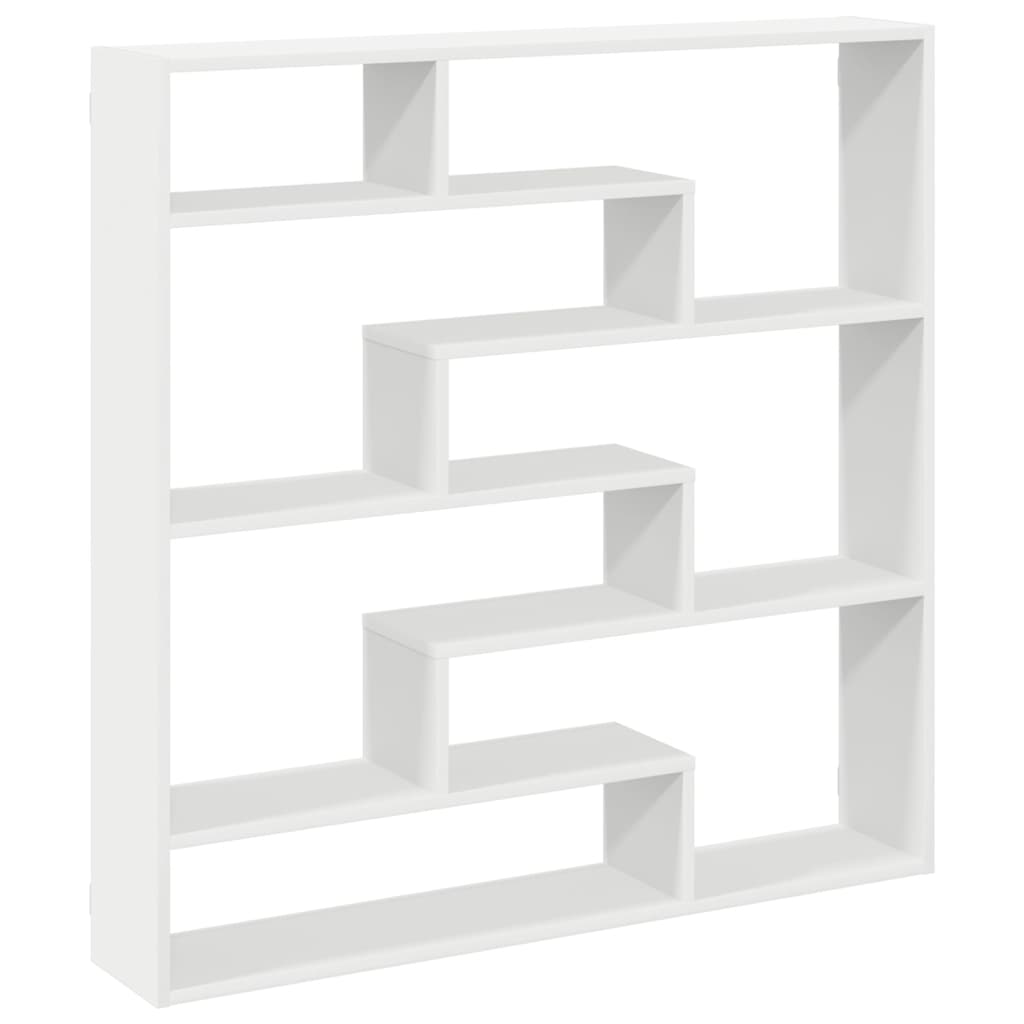 Wall Cube Shelf 7 Compartments White Engineered Wood