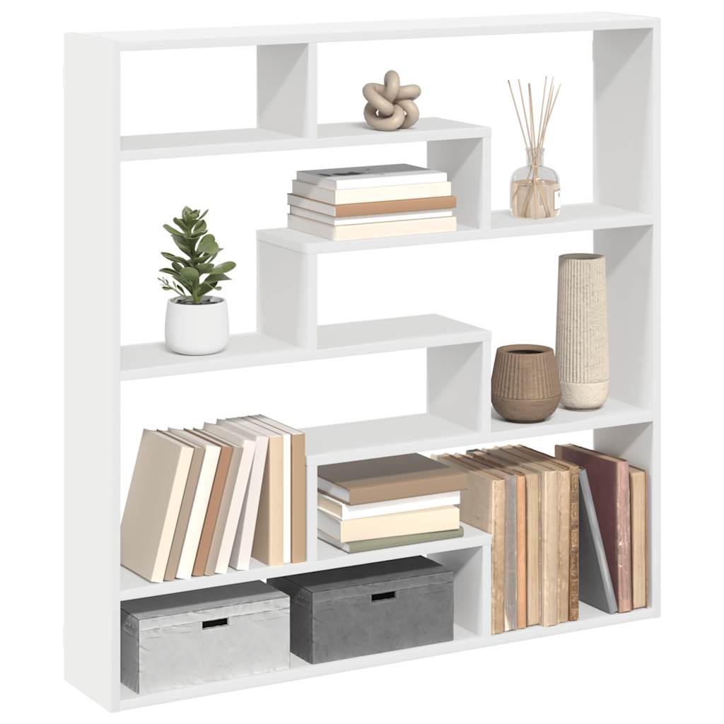 Wall Cube Shelf 7 Compartments White Engineered Wood