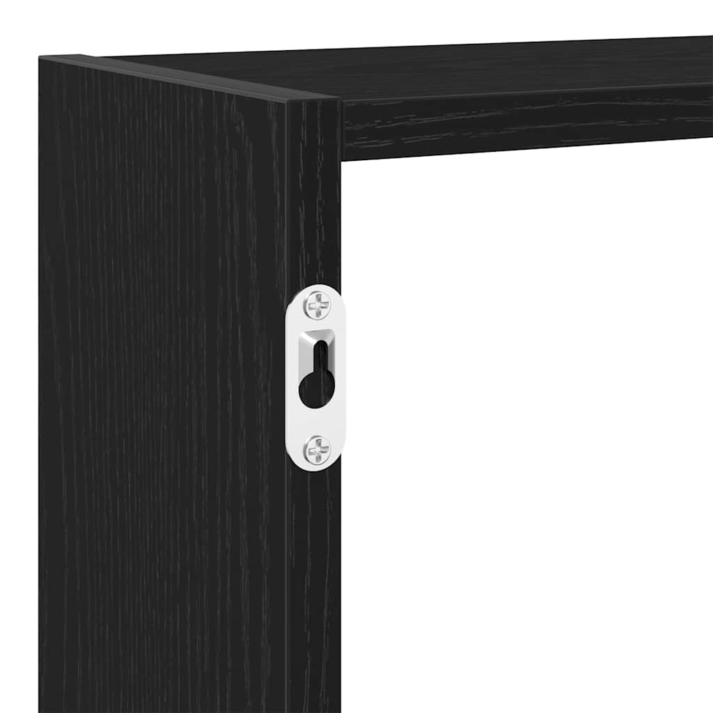 Wall Cube Shelf 7 Compartments Black Engineered Wood