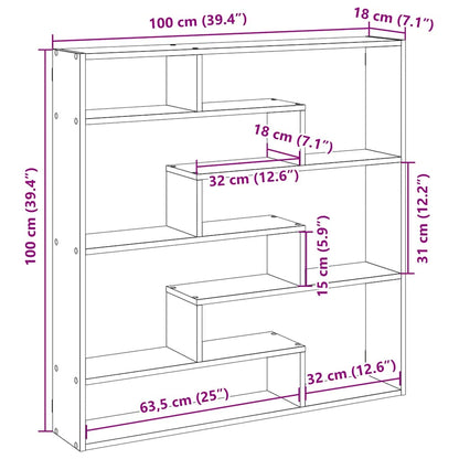 Wall Cube Shelf 7 Compartments Black Engineered Wood