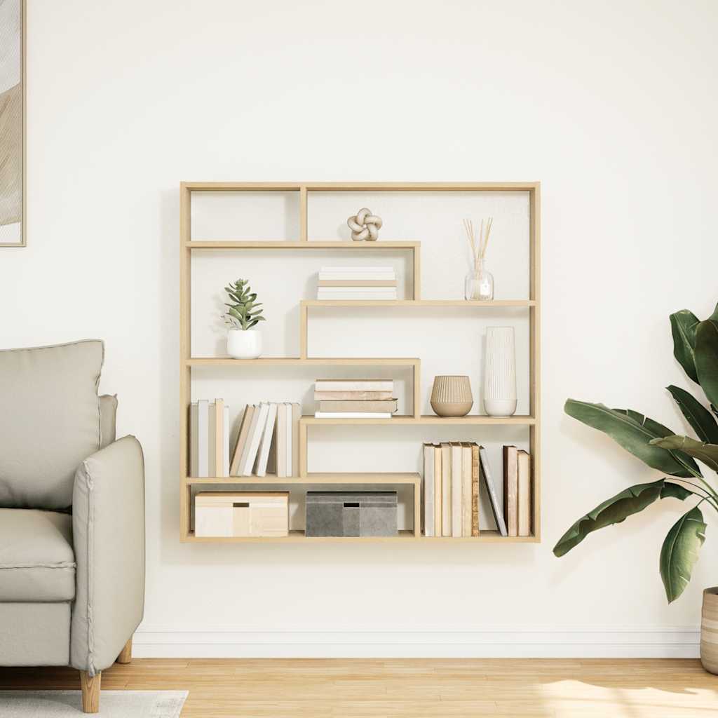 Wall Cube Shelf 7 Compartments Sonoma Oak Engineered Wood