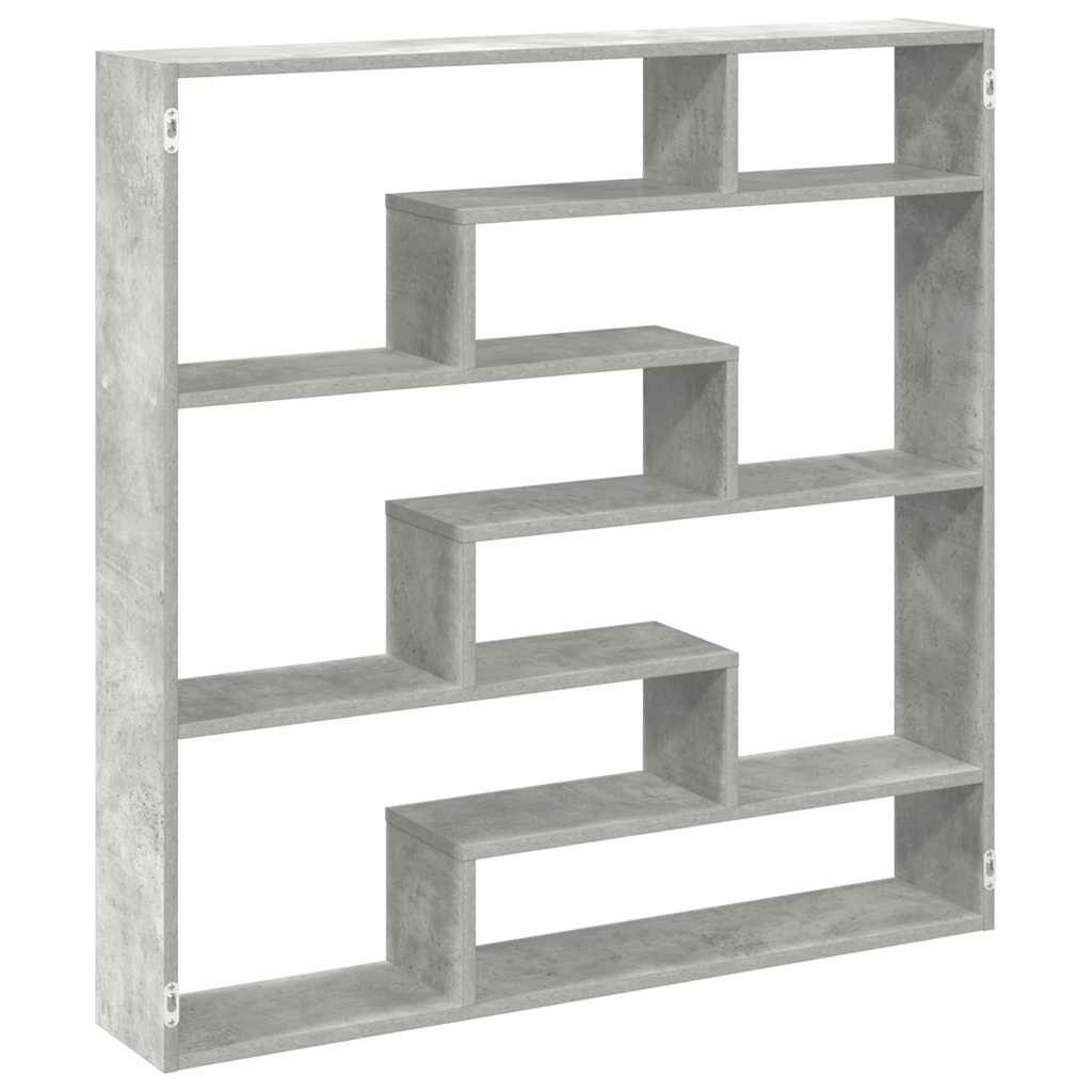 Wall Cube Shelf 7 Compartments Concrete Grey Engineered Wood