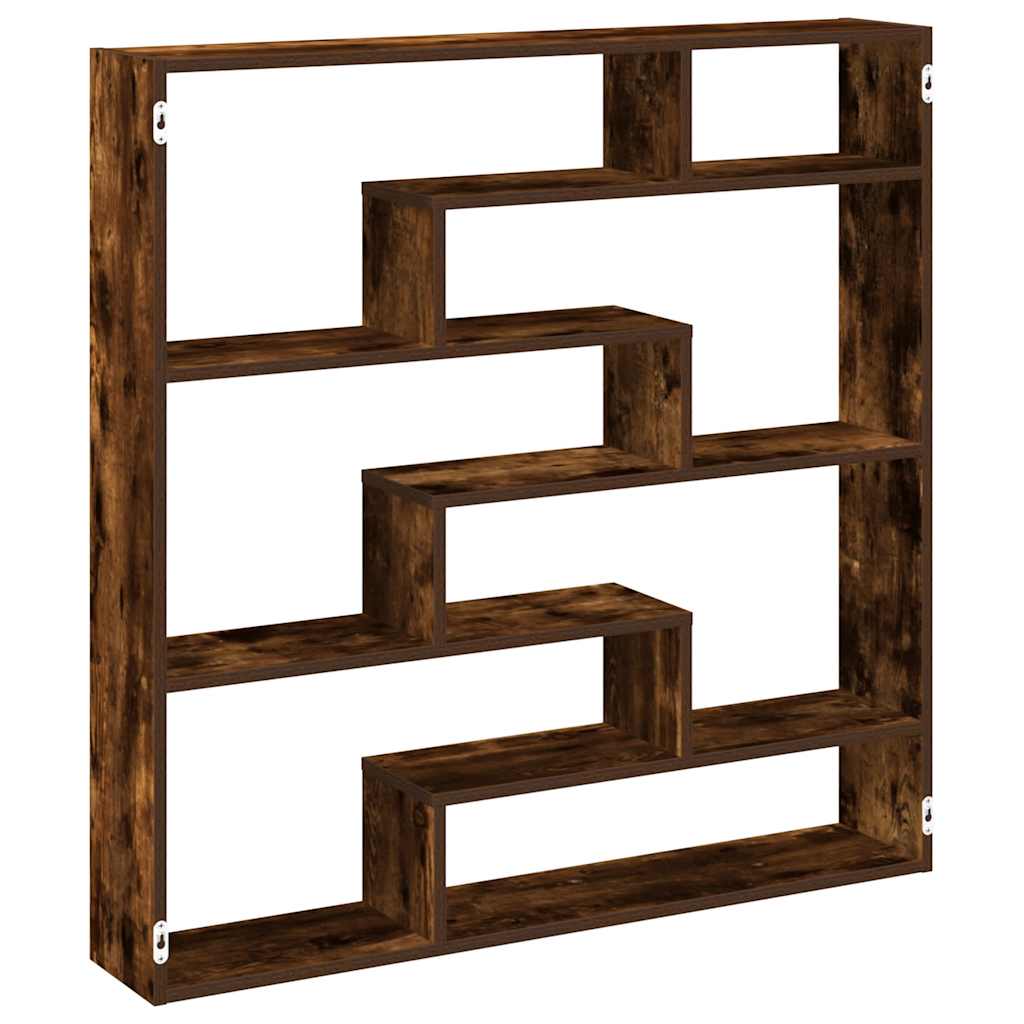 Wall Cube Shelf 7 Compartments Smoked Oak Engineered Wood