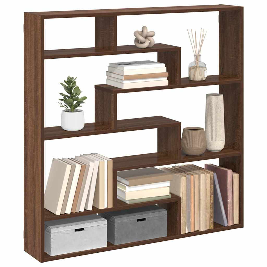 Wall Cube Shelf 7 Compartments Brown Oak Engineered Wood