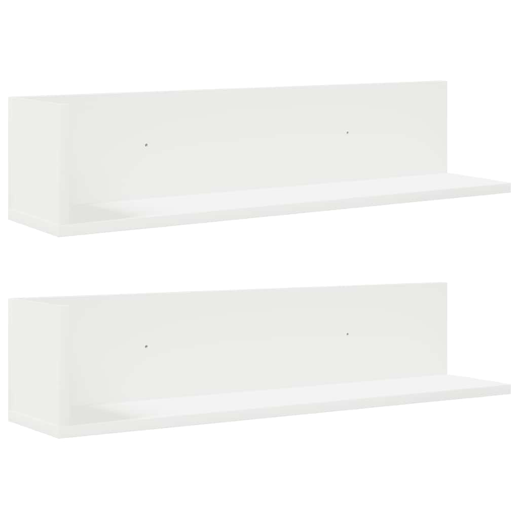 Wall Shelves 2 pcs White 75x16.5x16.5 cm Engineered Wood