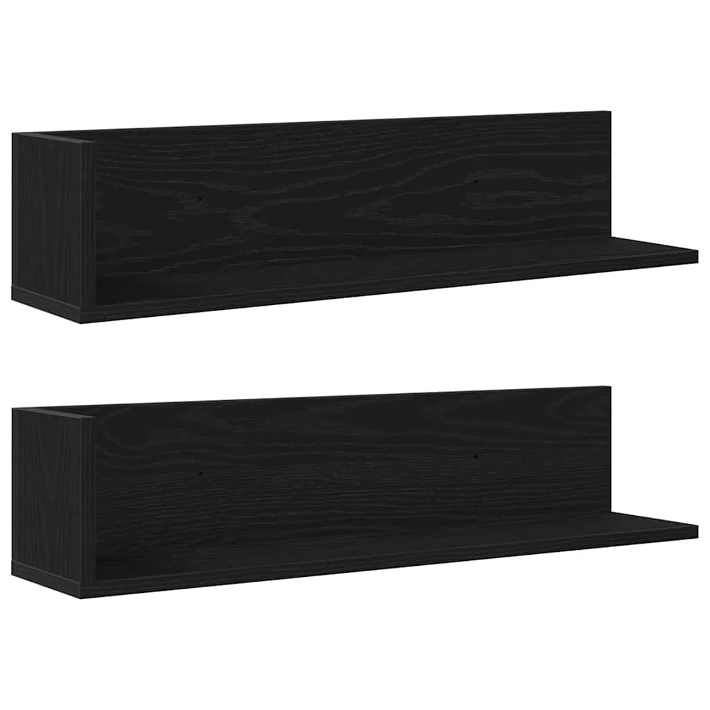 Wall Shelves 2 pcs Black 75x16.5x16.5 cm Engineered Wood