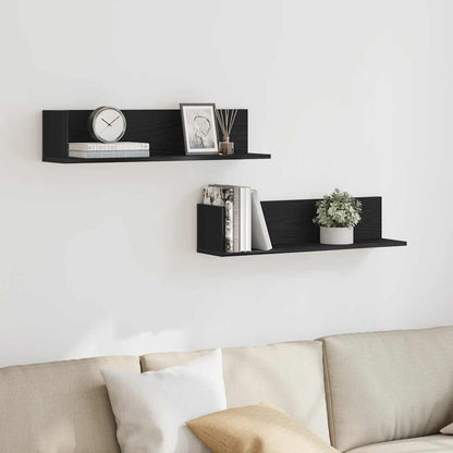 Wall Shelves 2 pcs Black 75x16.5x16.5 cm Engineered Wood