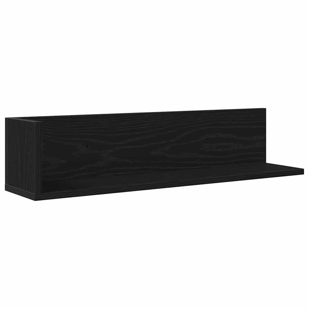 Wall Shelves 2 pcs Black 75x16.5x16.5 cm Engineered Wood