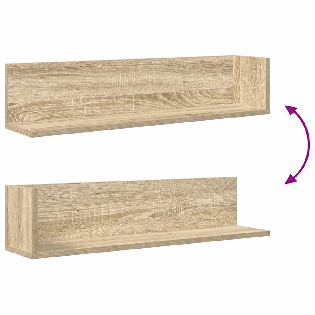 Wall Shelves 2 pcs Sonoma Oak 75x16.5x16.5 cm Engineered Wood