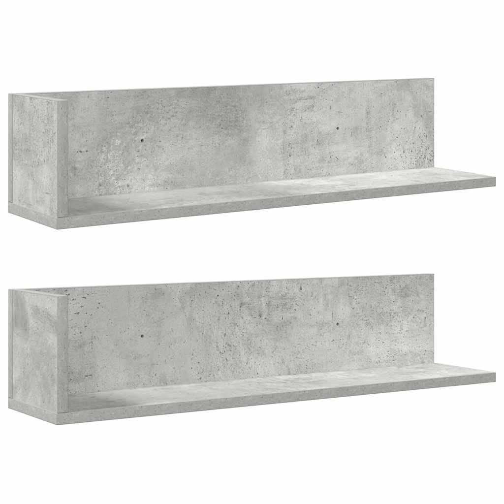 Wall Shelves 2 pcs Concrete Grey 75x16.5x16.5 cm Engineered Wood