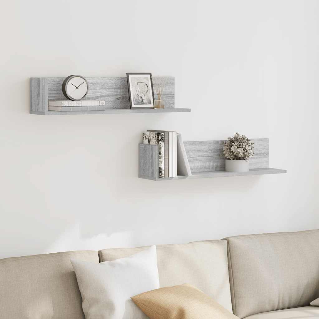 Wall Shelves 2 pcs Grey Sonoma 75x16.5x16.5 cm Engineered Wood