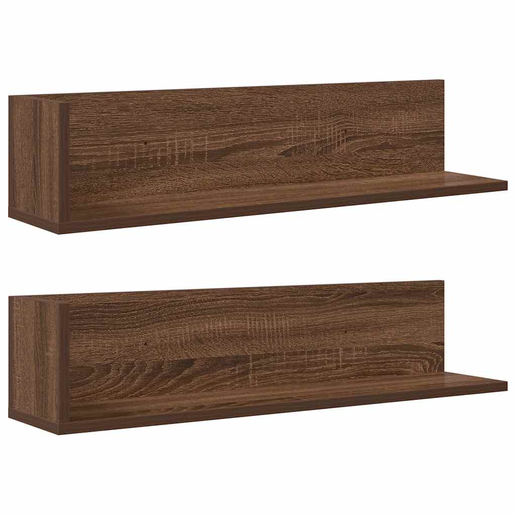 Wall Shelves 2 pcs Brown Oak 75x16.5x16.5 cm Engineered Wood