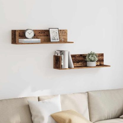 Wall Shelves 2 pcs Old Wood 75x16.5x16.5 cm Engineered Wood