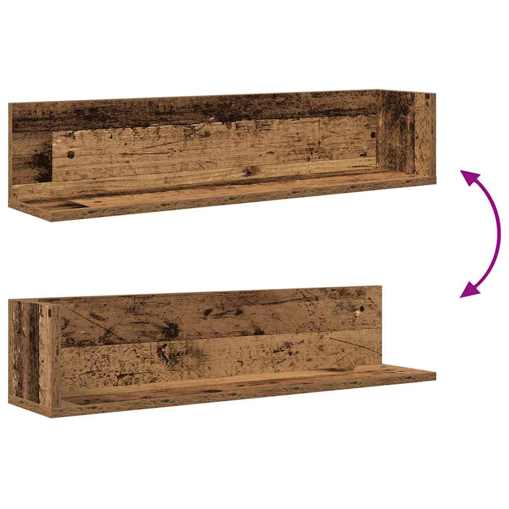 Wall Shelves 2 pcs Old Wood 75x16.5x16.5 cm Engineered Wood