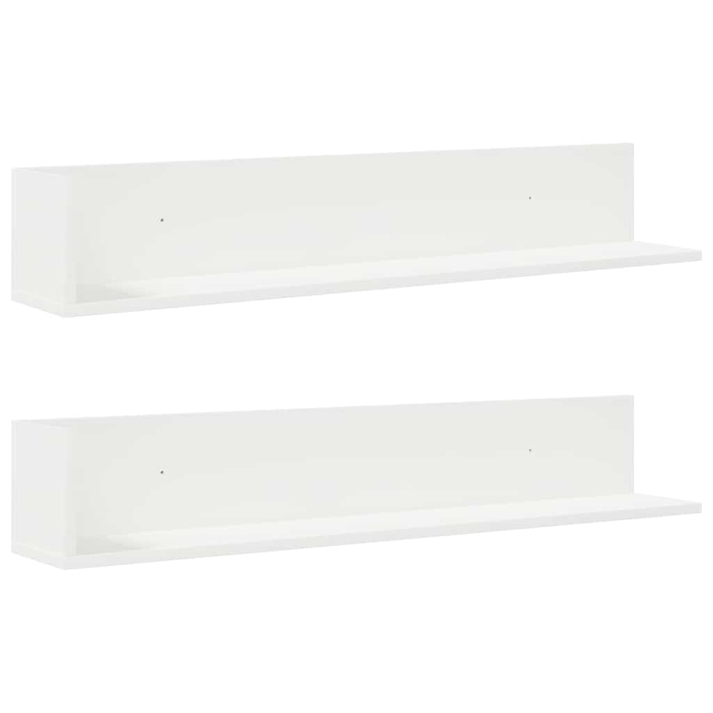 Wall Shelves 2 pcs White 100x16.5x16.5 cm Engineered Wood