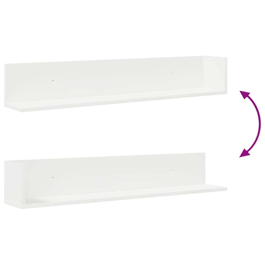 Wall Shelves 2 pcs White 100x16.5x16.5 cm Engineered Wood