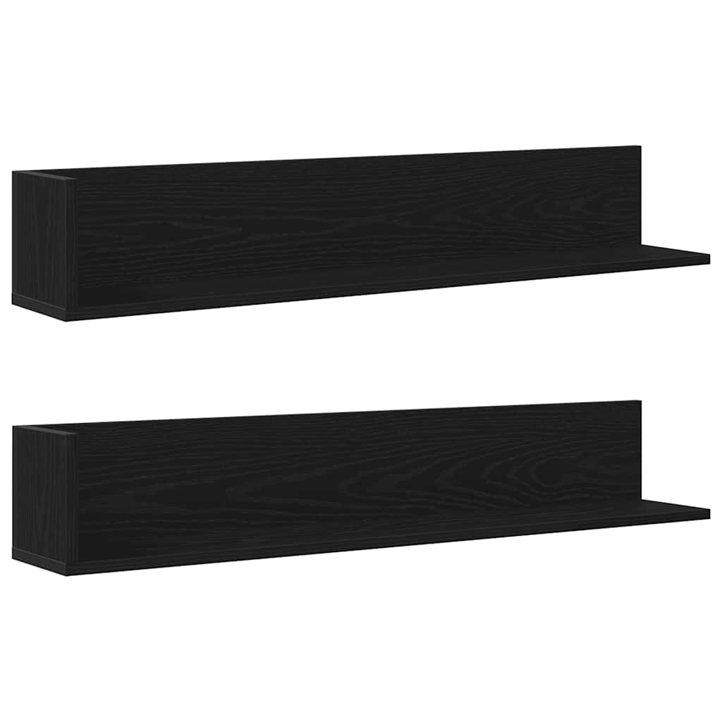 Wall Shelves 2 pcs Black 100x16.5x16.5 cm Engineered Wood