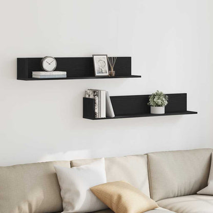 Wall Shelves 2 pcs Black 100x16.5x16.5 cm Engineered Wood