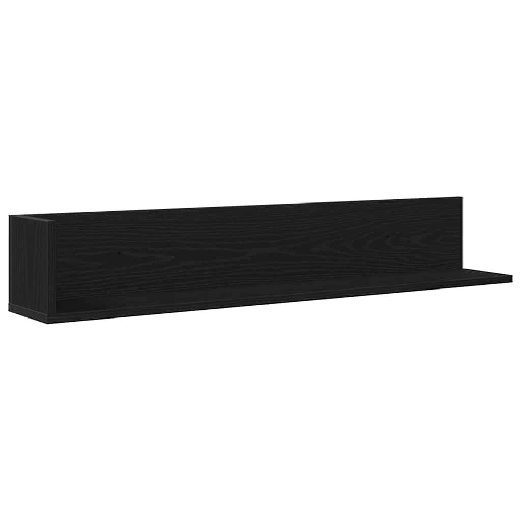 Wall Shelves 2 pcs Black 100x16.5x16.5 cm Engineered Wood