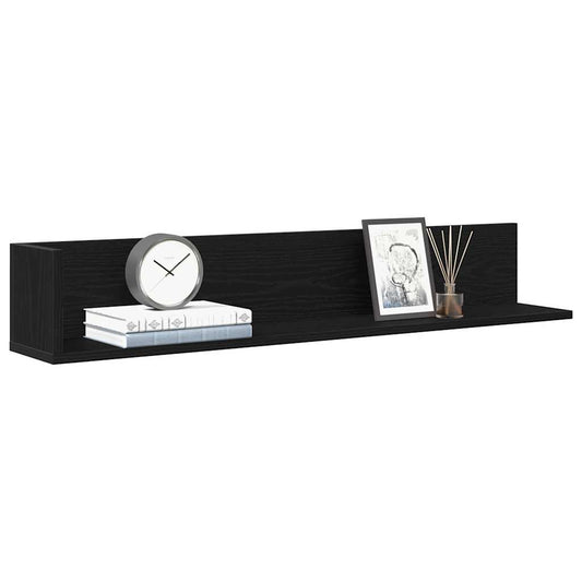 Wall Shelves 2 pcs Black 100x16.5x16.5 cm Engineered Wood