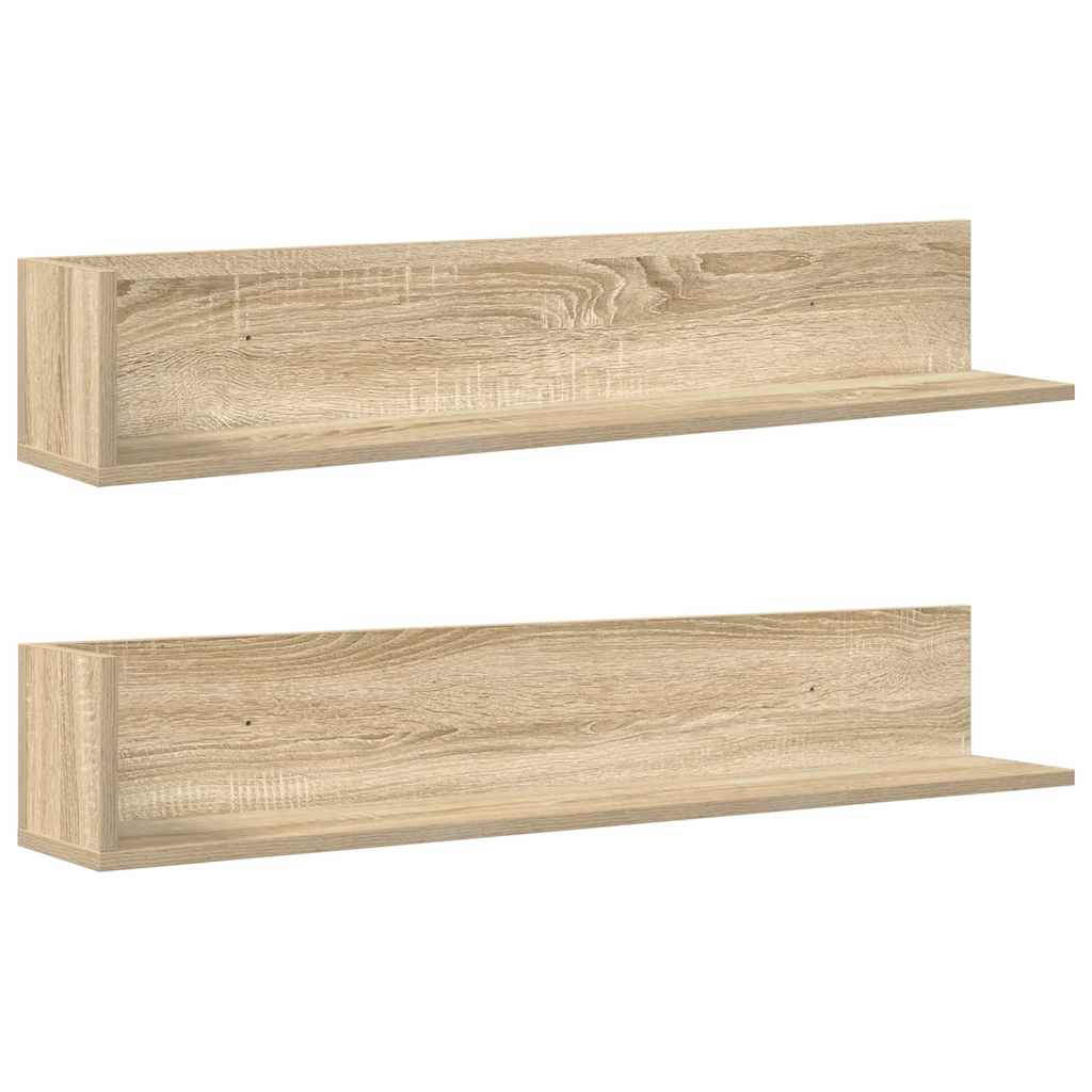 Wall Shelves 2 pcs Sonoma Oak 100x16.5x16.5 cm Engineered Wood