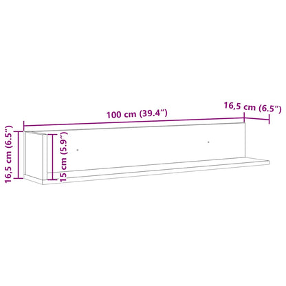 Wall Shelves 2 pcs Sonoma Oak 100x16.5x16.5 cm Engineered Wood