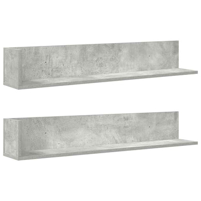 Wall Shelves 2 pcs Concrete Grey 100x16.5x16.5 cm Engineered Wood