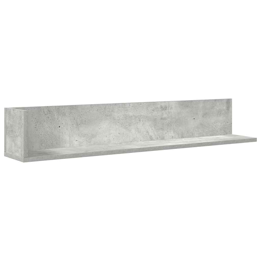 Wall Shelves 2 pcs Concrete Grey 100x16.5x16.5 cm Engineered Wood