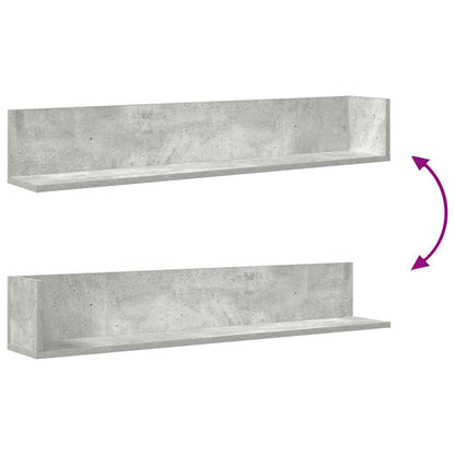 Wall Shelves 2 pcs Concrete Grey 100x16.5x16.5 cm Engineered Wood