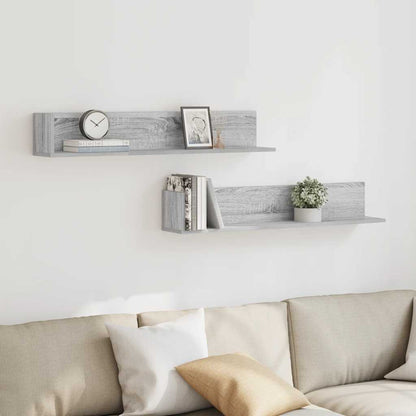 Wall Shelves 2 pcs Grey Sonoma 100x16.5x16.5 cm Engineered Wood