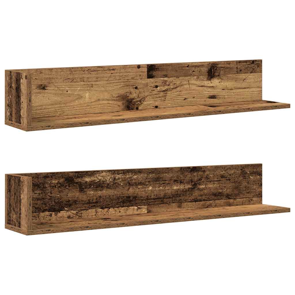 Wall Shelves 2 pcs Old Wood 100x16.5x16.5 cm Engineered Wood