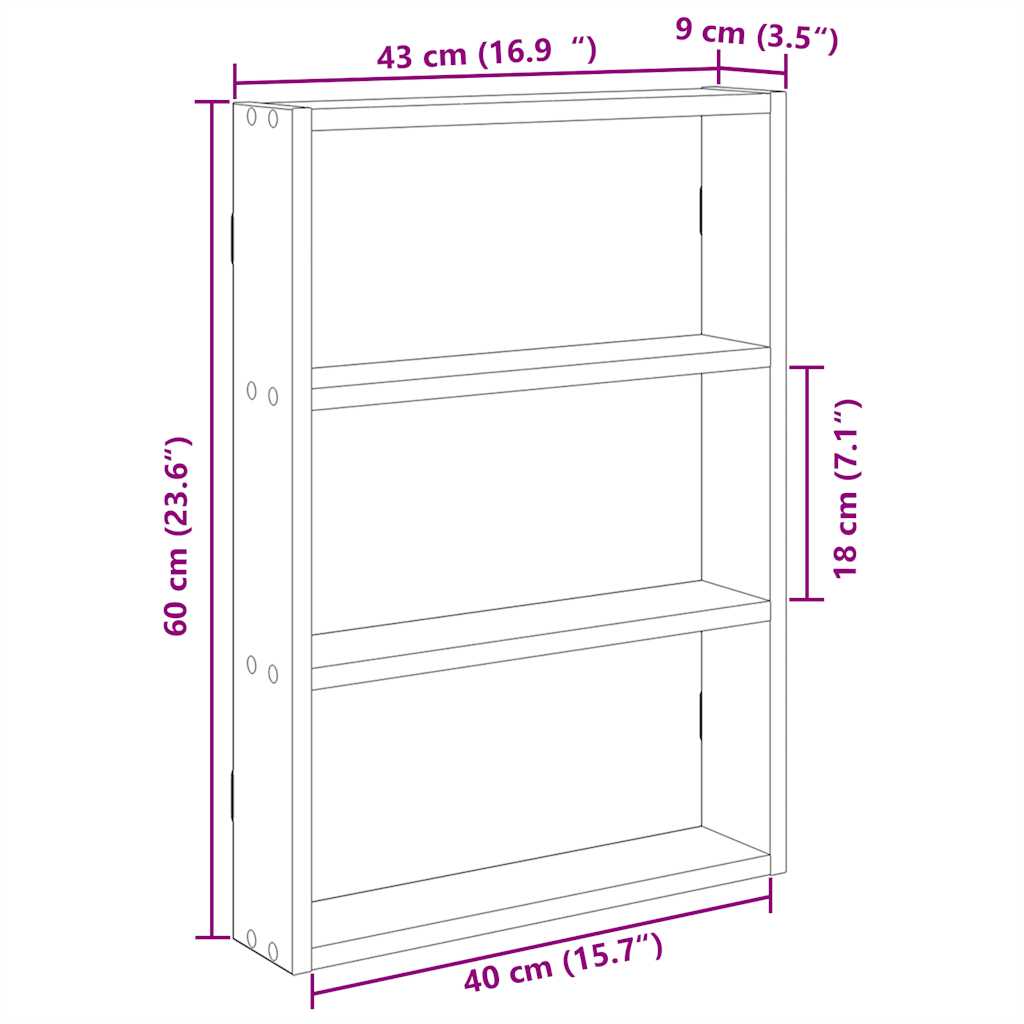 Wall Shelf Grey Sonoma 43x9x60 cm Engineered Wood