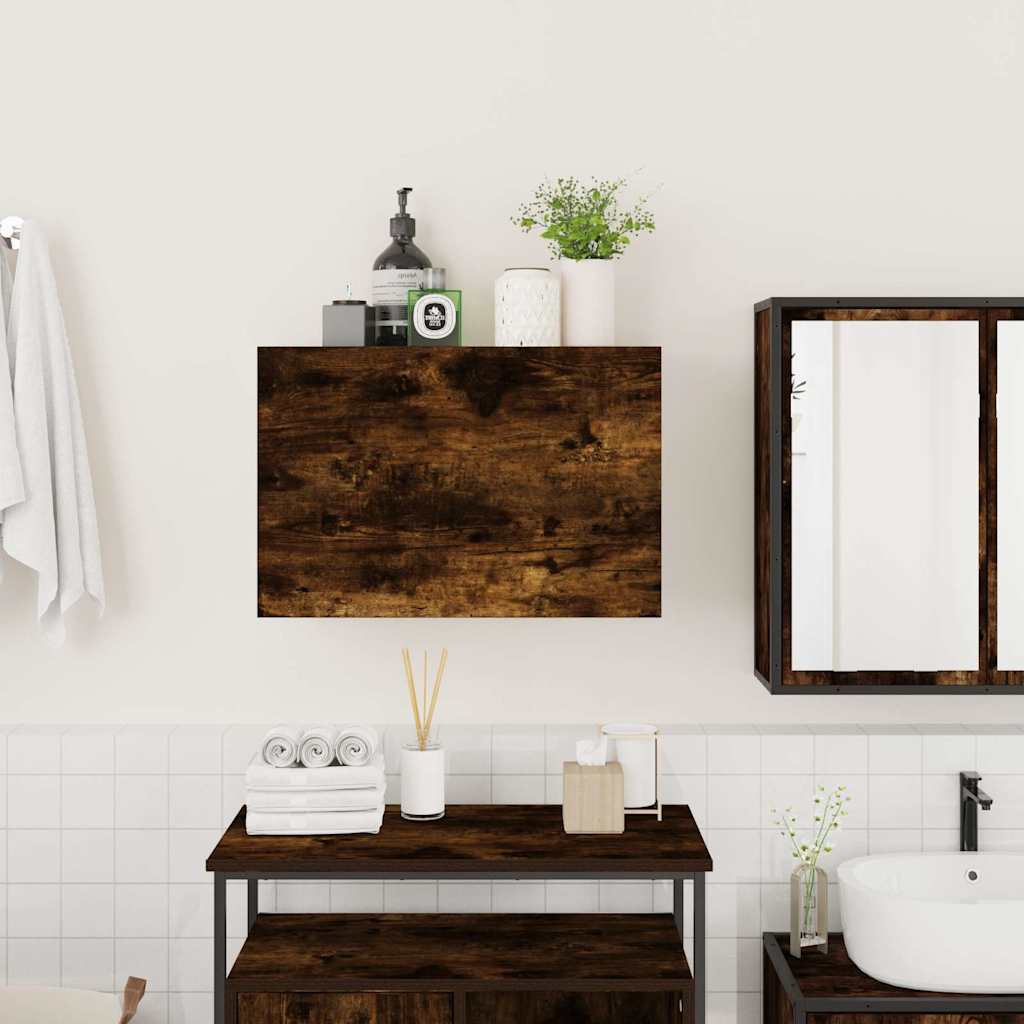 Bathroom Wall Cabinet Smoked Oak 60x25x40 cm Engineered Wood