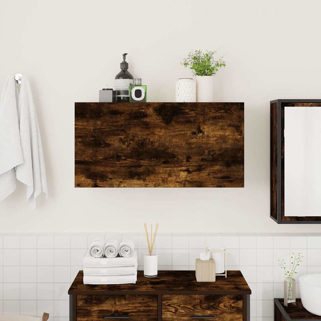 Bathroom Wall Cabinet Smoked Oak 80x25x40 cm Engineered Wood