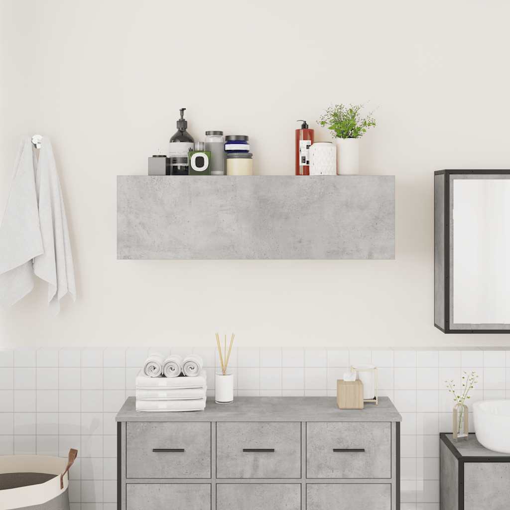 Bathroom Wall Cabinet Concrete Grey 100x25x30 cm Engineered Wood