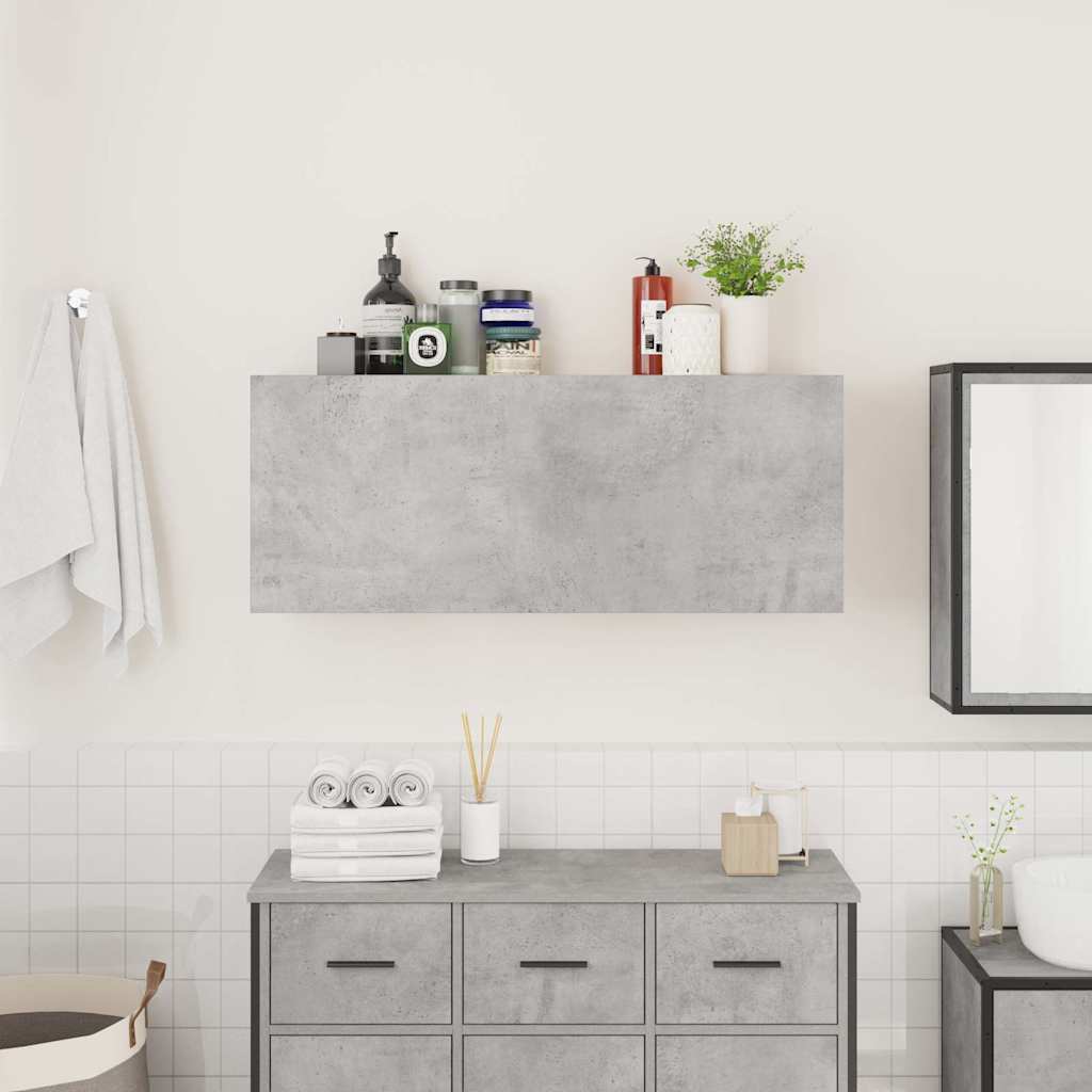 Bathroom Wall Cabinet Concrete Grey 100x25x40 cm Engineered Wood