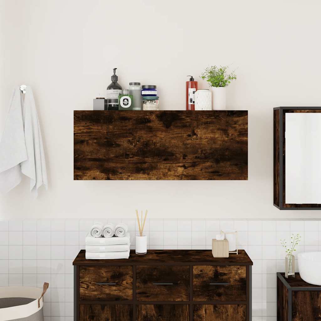 Bathroom Wall Cabinet Smoked Oak 100x25x40 cm Engineered Wood