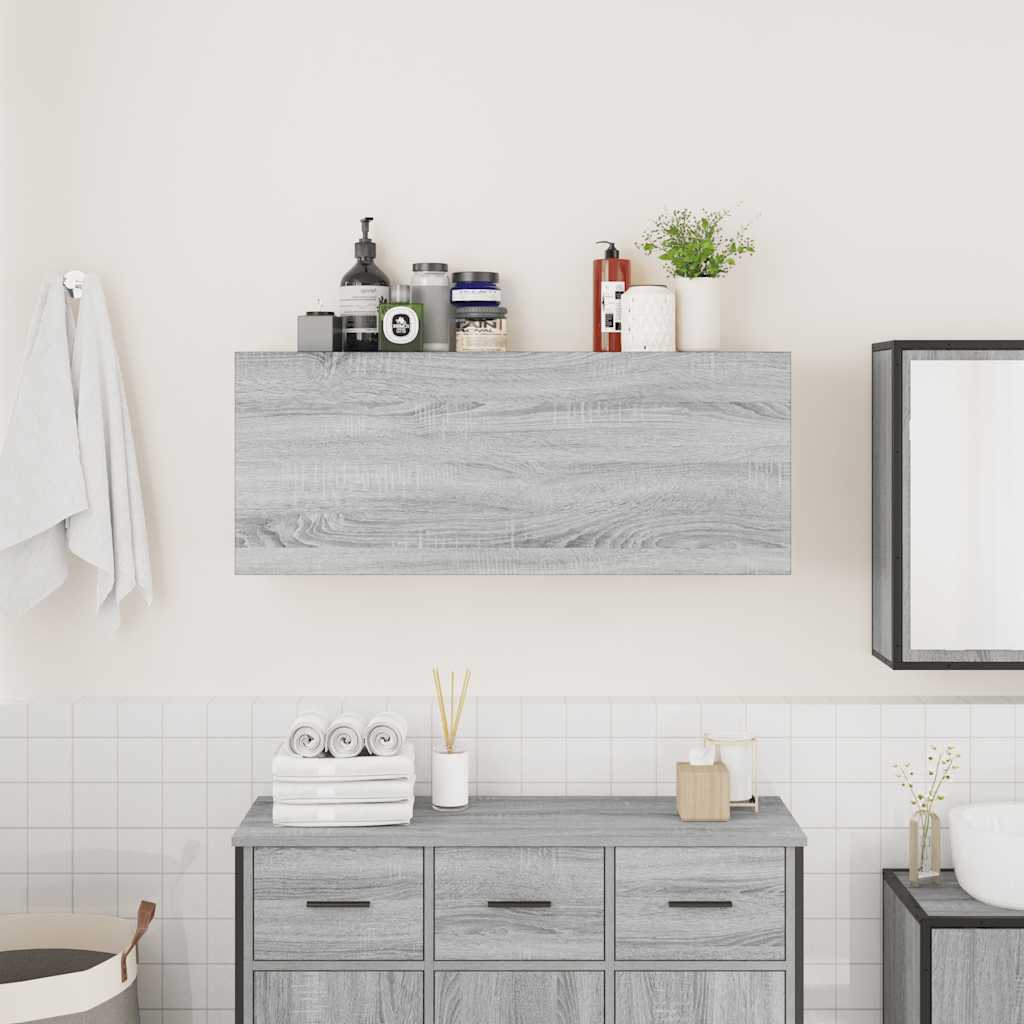 Bathroom Wall Cabinet Grey Sonoma 100x25x40 cm Engineered Wood