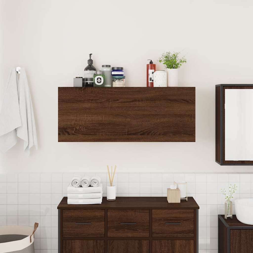 Bathroom Wall Cabinet Brown Oak 100x25x40 cm Engineered Wood