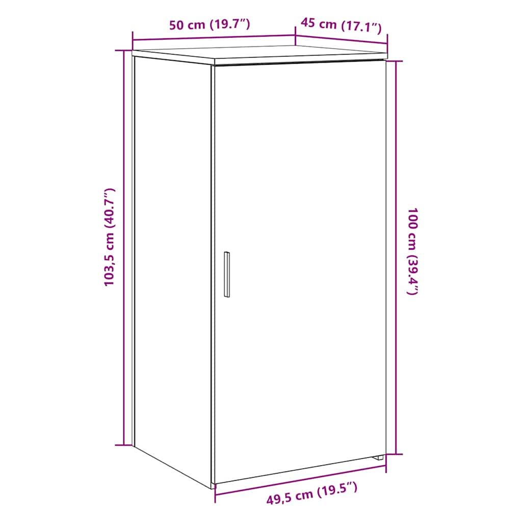 Storage Cabinet Sonoma Oak 50x45x103.5 cm Engineered Wood