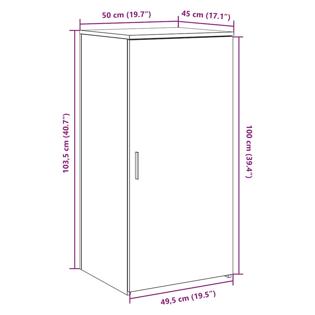 Storage Cabinet Brown Oak 50x45x103.5 cm Engineered Wood