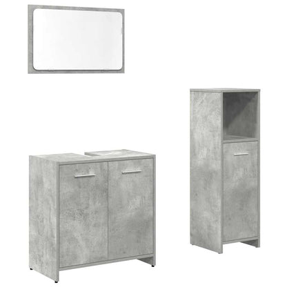 3 Piece Bathroom Furniture Set Concrete Grey Engineered Wood