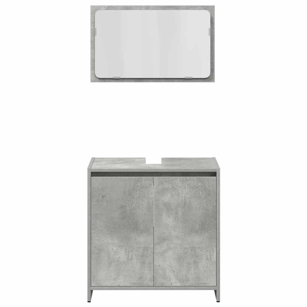 3 Piece Bathroom Furniture Set Concrete Grey Engineered Wood