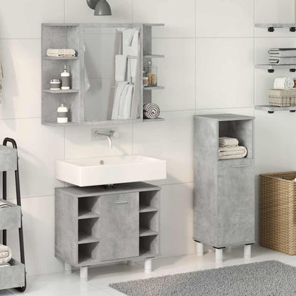 3 Piece Bathroom Furniture Set Concrete Grey Engineered Wood