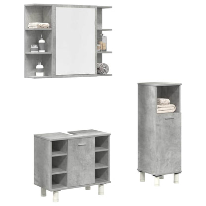 3 Piece Bathroom Furniture Set Concrete Grey Engineered Wood