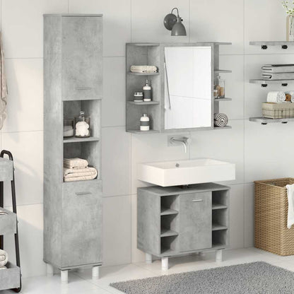 3 Piece Bathroom Furniture Set Concrete Grey Engineered Wood