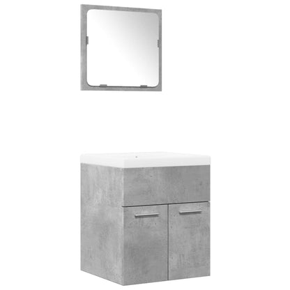 3 Piece Bathroom Furniture Set Concrete Grey Engineered Wood