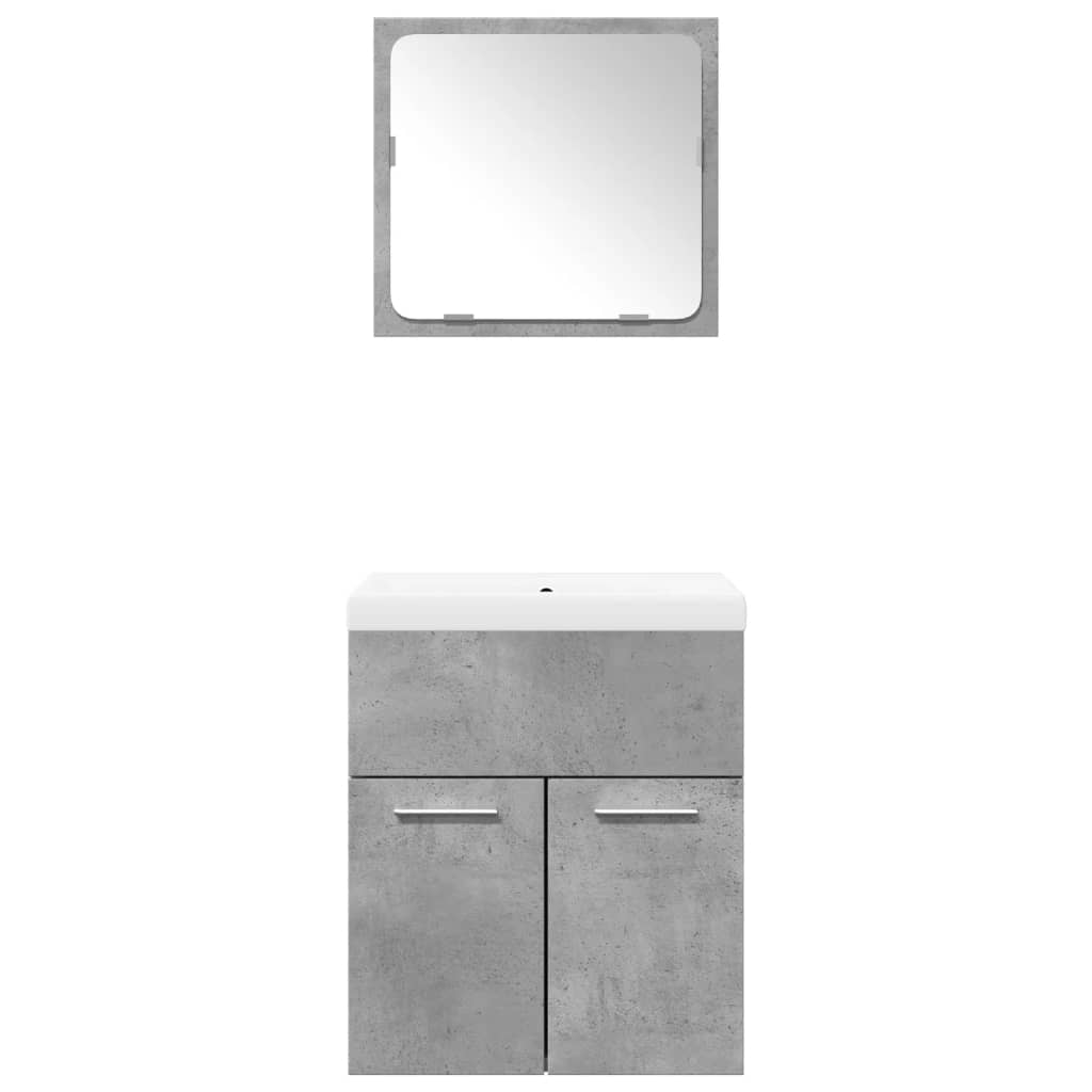 3 Piece Bathroom Furniture Set Concrete Grey Engineered Wood